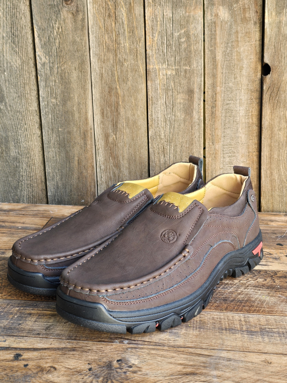 Brown Slip On Men’s Casual Leather Shoes Comfortable Everyday Wear Size 11.5
